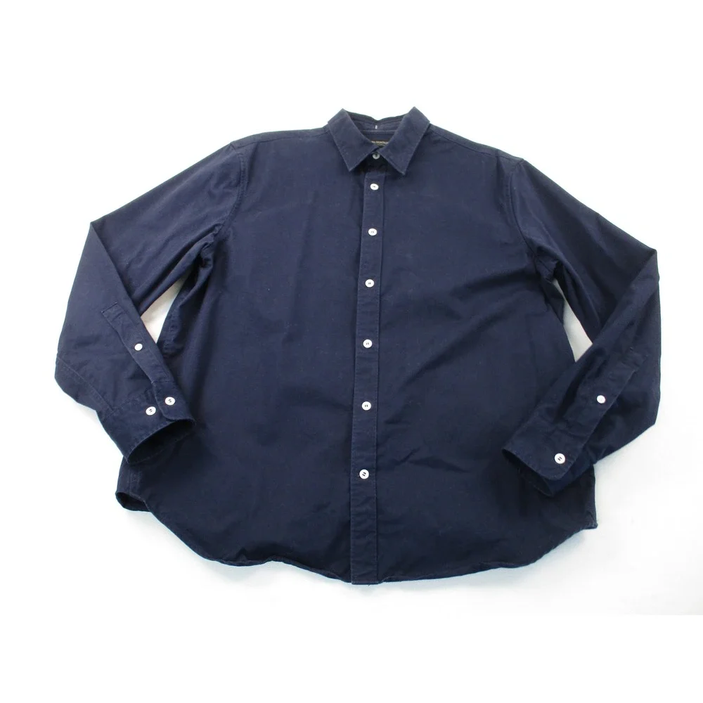 Banana Republic Shirt Mens L Navy Blue Organic Cotton Standard Fit Button Down